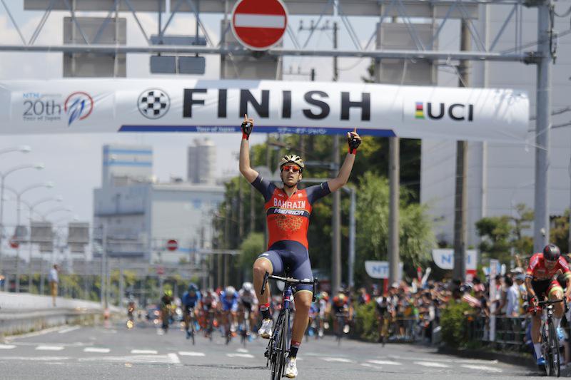 Jon Ander Intsausti, Japoniako Itzuliko azken etapan, helmugan garaile./Team Bahrain-Merida